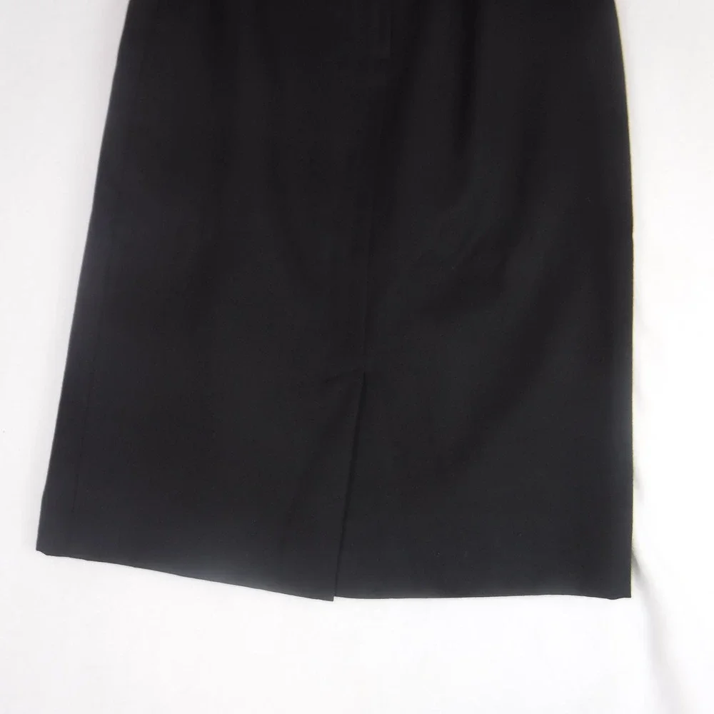 VTG Classic‎ Black Wool Blend Pencil Skirt Pleated Knee Length Size 10 Office
